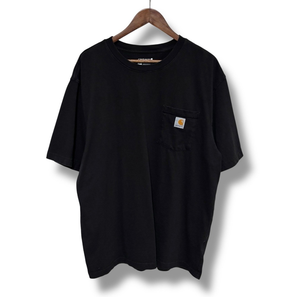 Carhartt Men's K87 Heavyweight Pocket Logo T Shirt Black Size XL 26 x 32